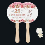 Floral Butterflies Pink Happy 21st Birthday Hand F Handwaaier<br><div class="desc">Meisjes glitter met fancy scriptnaam typografie. Faux roos gold 21 ballontekst. Roze en vlinderbovengrens. Geweldig voor de 21ste verjaardag viering.</div>