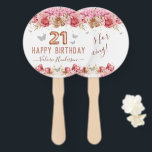 Floral Butterflies Pink Happy 21st Birthday Hand F Handwaaier<br><div class="desc">Meisjes glitter met fancy scriptnaam typografie. Faux roos gold 21 ballontekst. Roze en vlinderbovengrens. Geweldig voor de 21ste verjaardag viering.</div>