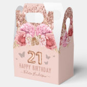 Floral Butterflies Pink Happy 21ste verjaardag Bedankdoosjes (Geopend)