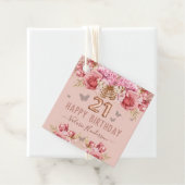 Floral Butterflies Pink Happy 21ste verjaardag Bedankjes Labels (In situ)