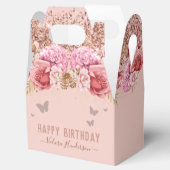Floral Butterflies Pink Happy Birthday Bedankdoosjes (Geopend)