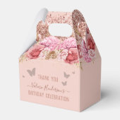 Floral Butterflies Pink Happy Birthday Favor Box Bedankdoosjes (Voorkant Zijde)