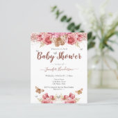 Floral Butterflies Roze Baby shower (Staand voorkant)