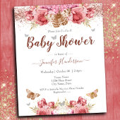 Floral Butterflies Roze Baby shower