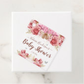Floral Butterflies Roze Baby shower Bedankjes Labels (In situ)