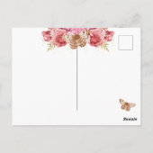 Floral Butterflies Roze Baby shower Briefkaart (Achterkant)