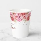 Floral Butterflies Roze Baby shower Papieren Bekers (Links)