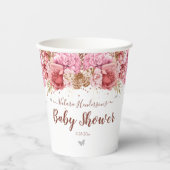 Floral Butterflies Roze Baby shower Papieren Bekers (Voorkant)