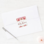 Floral Butterflies Roze Baby shower Vierkante Sticker (Envelop)