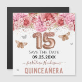 Floral Butterflies Roze Quinceañera sparen de Datu (Voorkant / Achterkant)