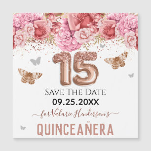 Floral Butterflies Roze Quinceañera sparen de Datu