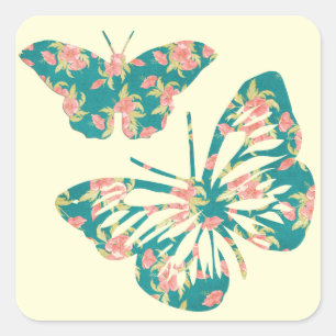 Floral Butterflies Vierkante Sticker