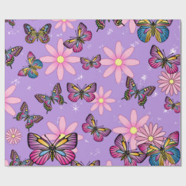Floral Butterflies Wrapping Paper Cadeaupapier