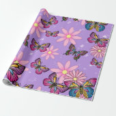 Floral Butterflies Wrapping Paper Cadeaupapier (Uitgerold)
