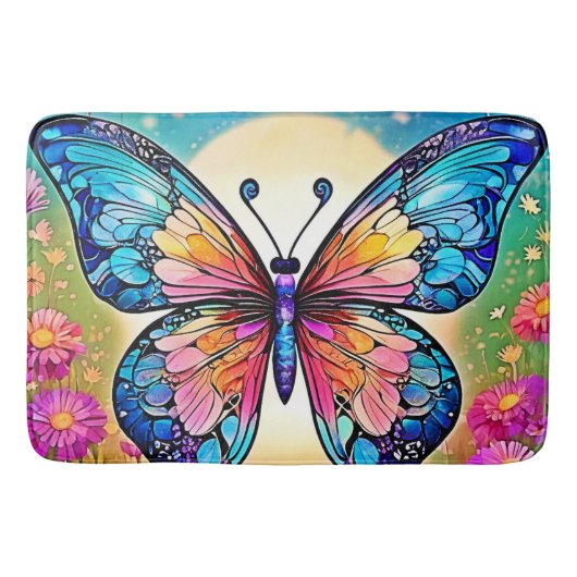 Floral Butterfly Art Design Badmat (Voorkant)