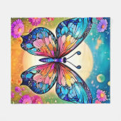 Floral Butterfly Art Design Fleece Deken (Voorkant (Horizontaal))