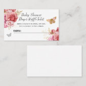 Floral Butterfly Baby shower Diaper Raffle Ticket (Voorkant / Achterkant)