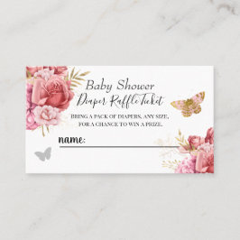 Floral Butterfly Baby shower Diaper Raffle Ticket