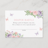 Floral Butterfly Baby shower Diaper Raffle Ticket Informatiekaartje (Voorkant)