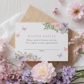 Floral Butterfly Baby shower Diaper Raffle Ticket Informatiekaartje