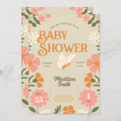 Floral Butterfly Baby Shower Invitation (Voorkant / Achterkant)
