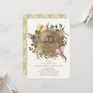 Floral Butterfly Baby shower Invitation Kaart