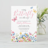 Floral Butterfly Baby shower Kaart (Staand voorkant)