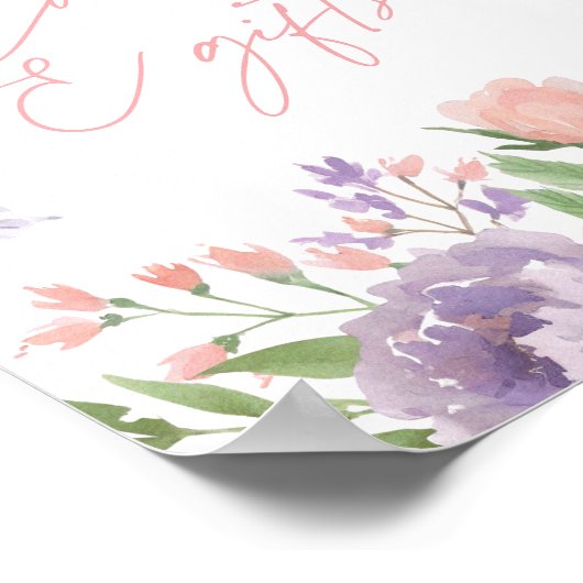 Floral Butterfly Baby shower Kaarten en geschenken Poster (Hoek)
