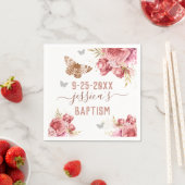 Floral Butterfly Baptism - Aangepast papier servet (Insitu)