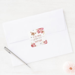 Floral Butterfly Baptism Personalized Sticker