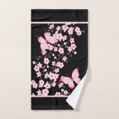 Floral Butterfly Black Roze Monogram Bad Handdoek (Handdoek)