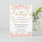 Floral Butterfly Blush roze Baby shower Gold Kaart (Staand voorkant)