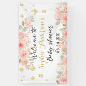 Floral Butterfly Blush roze Baby shower Gold Spandoek (Verticaal)