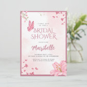 Floral Butterfly Bridal Shower Invitation Kaart (Staand voorkant)