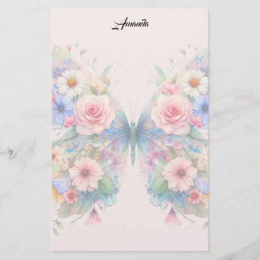 Floral Butterfly Briefpapier (Voorkant)