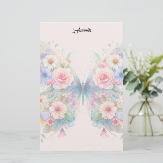 Floral Butterfly Briefpapier (Staand voorkant)