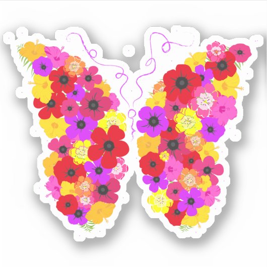 Floral Butterfly Colorful Sticker (Voorkant)