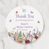 Floral & Butterfly Dank u bruids douche Bedankjes Labels (Achterkant)