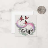 Floral Butterfly Dank u Notitiekaartje (Voorkant / Achterkant in situ)