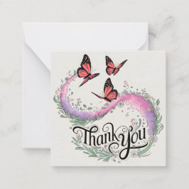 Floral Butterfly Dank u Notitiekaartje