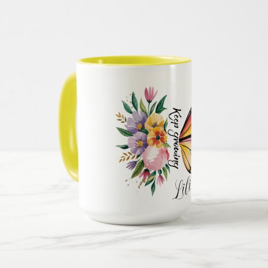 Floral Butterfly Design  Mok (Voorkant links)