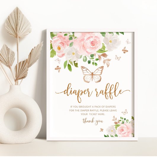 Floral Butterfly diaper raffinage Poster