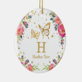 Floral Butterfly eerste kerstfoto Keramisch Ornament (Rechts)