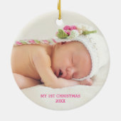 Floral Butterfly eerste kerstfoto Keramisch Ornament (Achterkant)