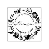 Floral Butterfly Elegant krans retouradres Rubberstempel (Afrduk)