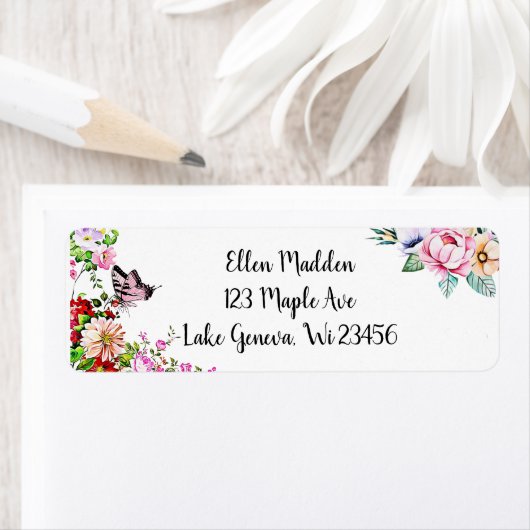  Floral Butterfly Etiket (Insitu)