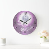 Floral Butterfly Fantasy Paars Grote Klok (Huis)