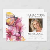 Floral Butterfly Funeral Kaart (Voorkant / Achterkant)