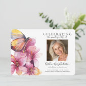 Floral Butterfly Funeral Kaart (Staand voorkant)