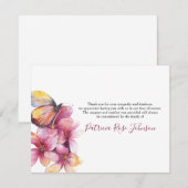 Floral Butterfly Funeral Memorial Bedankkaart (Voorkant / Achterkant)